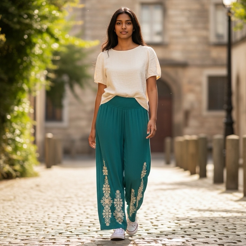 SUNDANCE Spice Route Embroidered Breezy Pants M